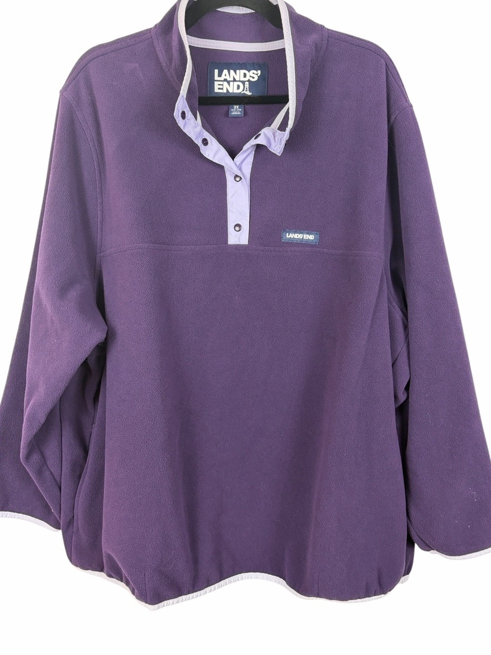 Lands’ End Purple Fleece Pullover Snap Neck Sweater Plus Size 3X 24W 26W